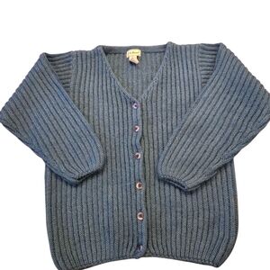 L.L. Bean Blue Ribbed Cardigan Sweater